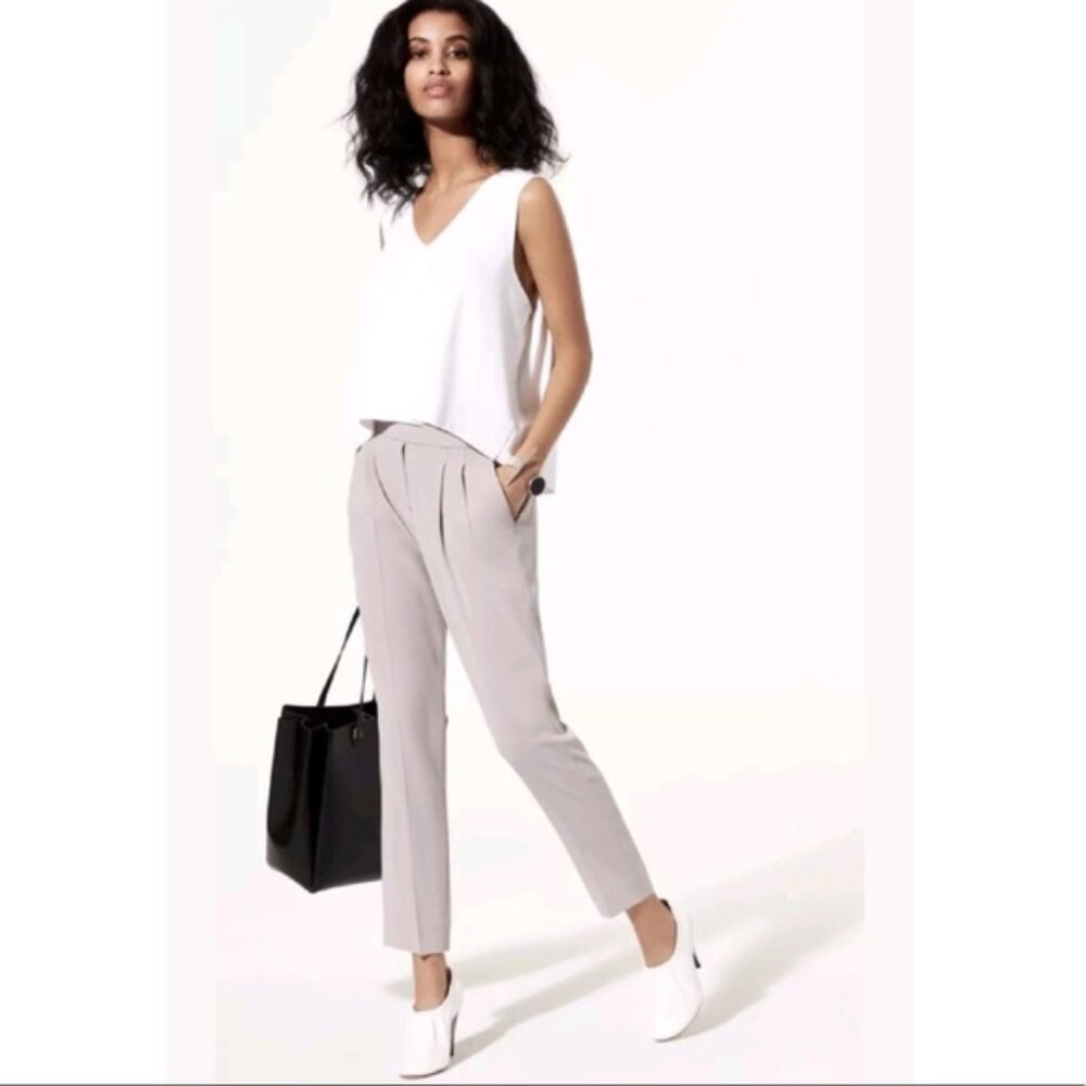 Aritzia Babaton Cohen Pleated Pull OnTrouser Pants in Denudee - SZ 6